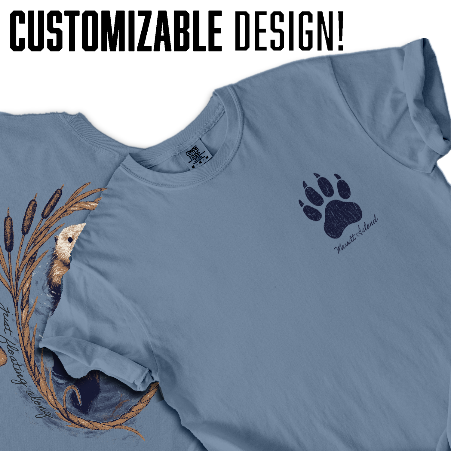 Textile Graphix - Wholesale Screen Printed T-Shirt - Women's - Floating Otter Tee – Customizable Wildlife Wreath Shirt4