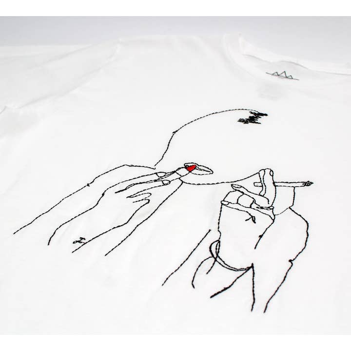 Kate Embroidered white T-shirt by Altru Apparel for wholesale on Faire1