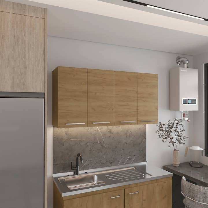 Natural Oak 120 Wall Cabinet for Kitchen, Dishes Cabinet for wholesale on Faire