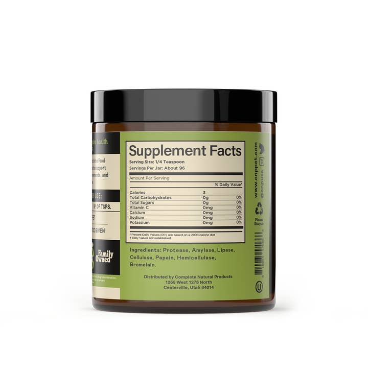 Complete Natural Products - Wholesale Pet Supplement - Cat/Dog - Digestive Enzymes for Dogs and Cats