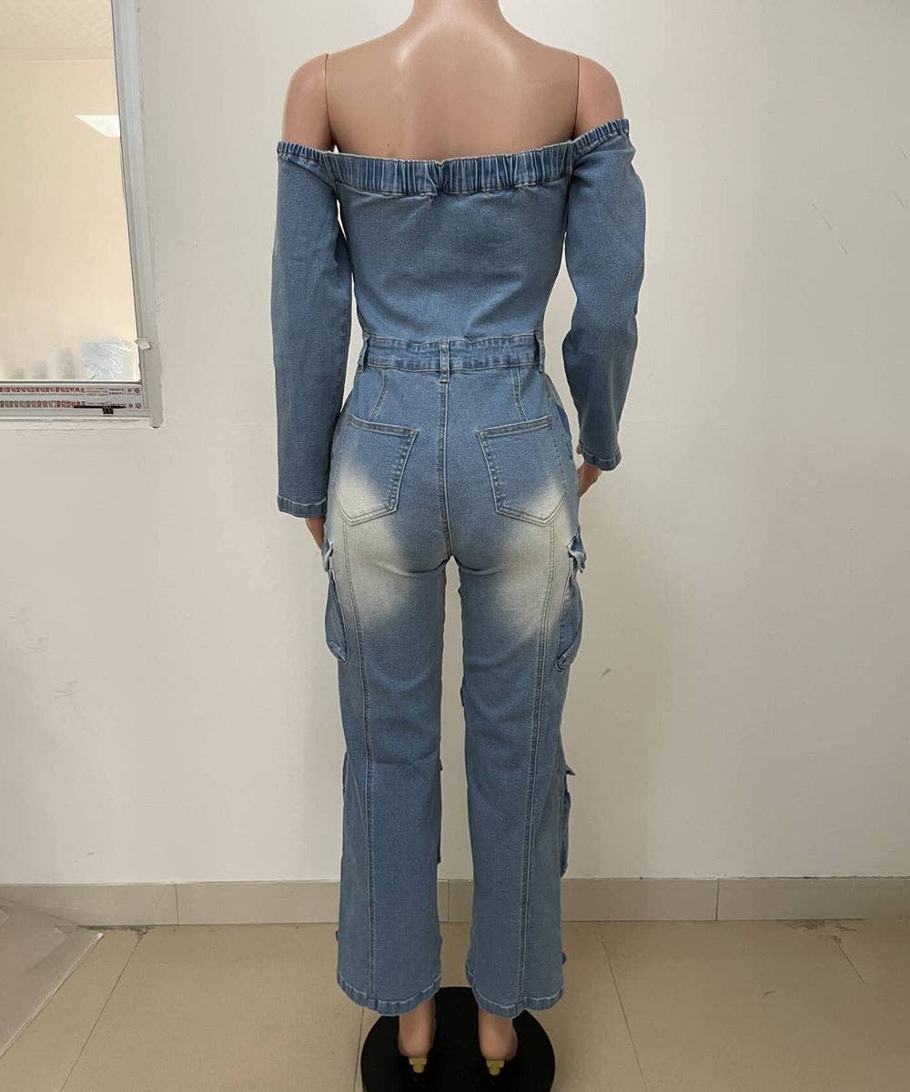 Aria Romance - Wholesale Jumpsuit - Women's - Asymmetric Denim Cardigan Set10