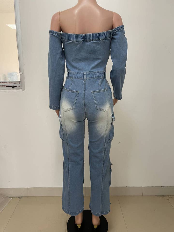 Aria Romance - Wholesale Jumpsuit - Women's - Asymmetric Denim Cardigan Set10