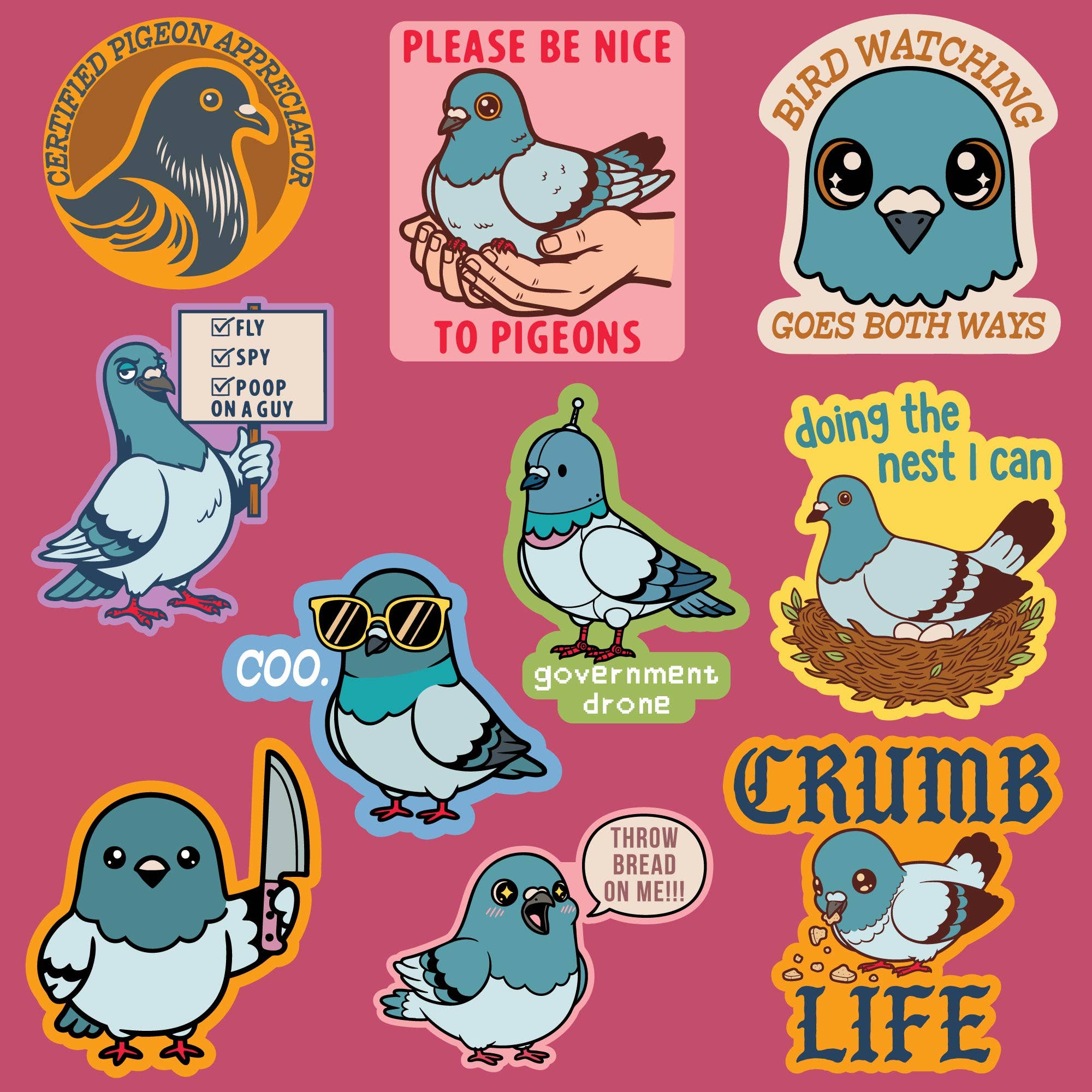 Multi Pigeon Stickers for wholesale on Faire1
