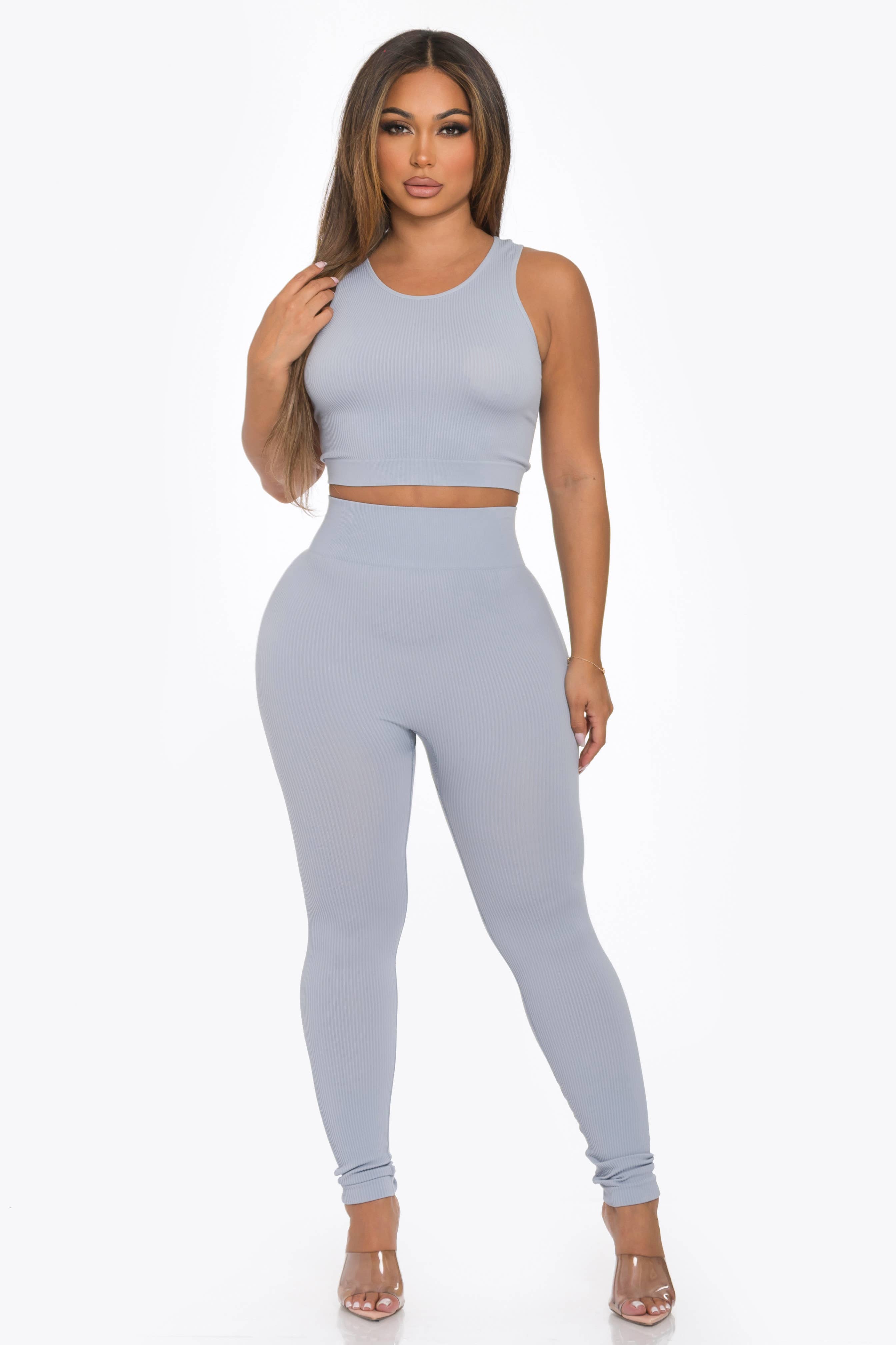 Lime All the Time - Vendita all'ingrosso Completo sportivo - Donna - Set 2 pezzi sportivo: top crop e leggings8