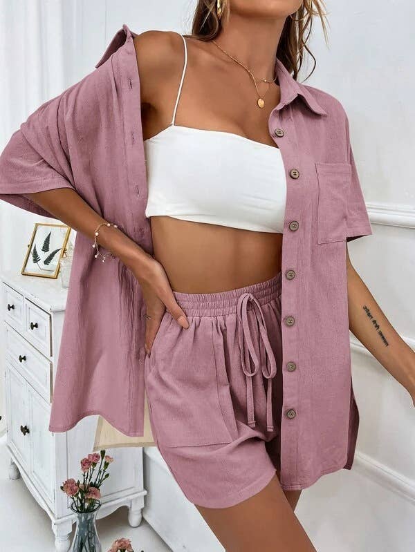 Sweetkama – wholesale Top & short set (NOT loungewear) – Women’s – Sweetkama Ladies Solid Color Top and Short Set Daily Set8