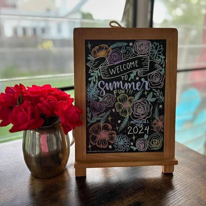VersaChalk - Wholesale Chalkboard - Table Top Folding Chalkboard + Fine Tip White Marker