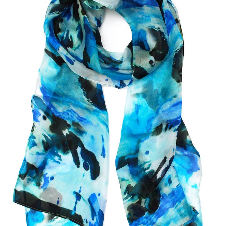 Elizabeth Gillett - Wholesale Scarf - Women's - Painted Abstract Silk Scarf0