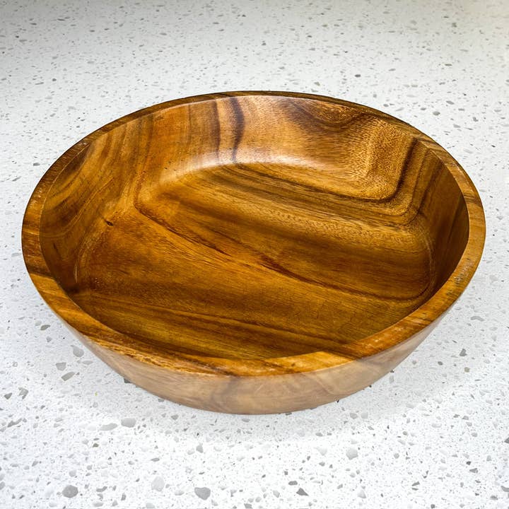 11" Round BOHO Acacia Wood Candle Bowl for wholesale by Marmeez