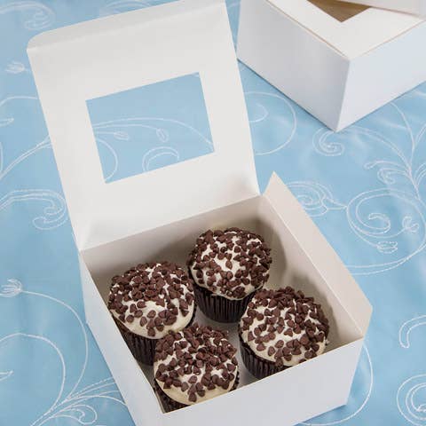 Factory Direct Craft – Engroshandel Kagepose – Hvide kageæsker med vindue (pakke med 4)2