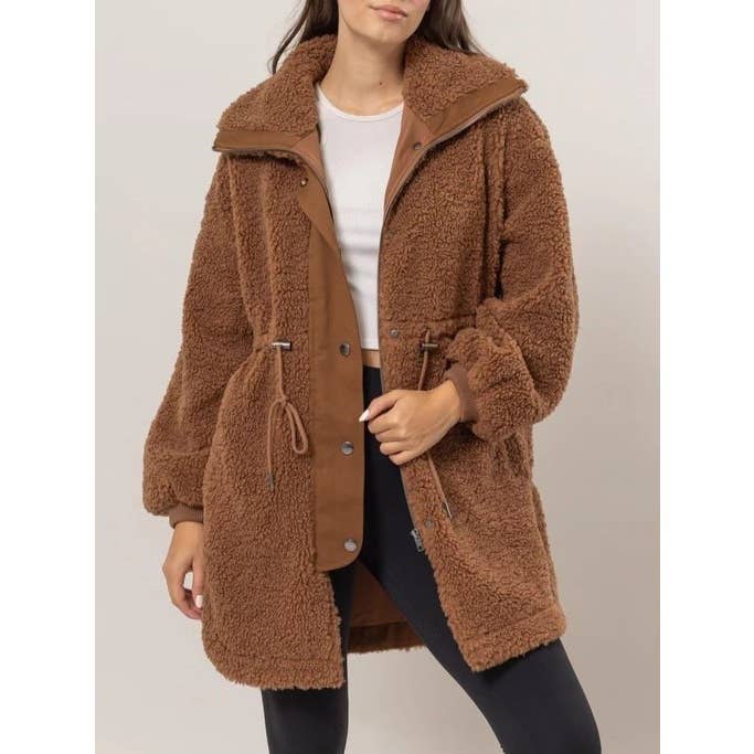 Apolline - Vente Manteau – femme - Manteau Sherpa à taille zippée