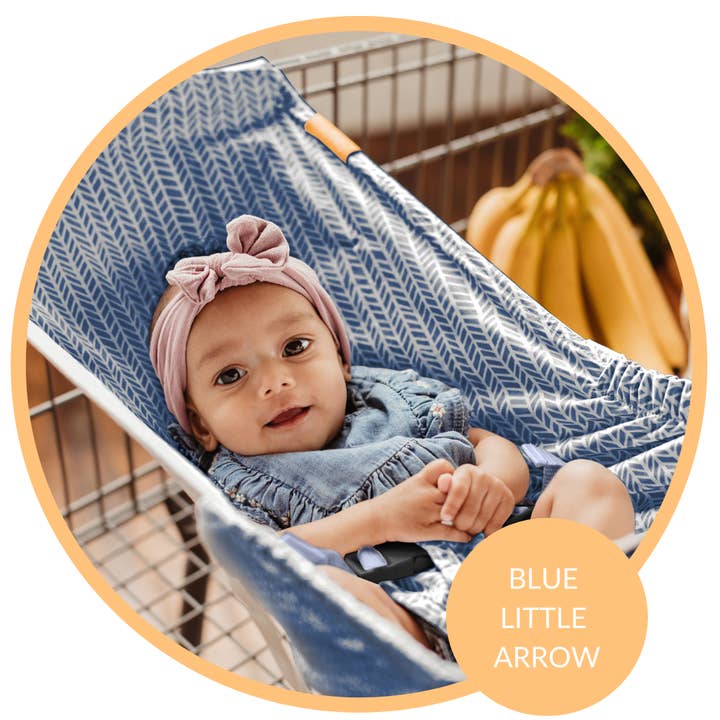 Baby Shopping Cart Hammock - Blue Little Arrow Design for wholesale by Binxy Baby