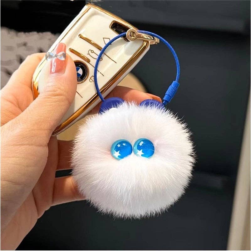 FurDecoration - Wholesale Keychain - Women's - Fluffy Rex Rabbit Fur Cute Cat Head Keychain & Bag Charm3