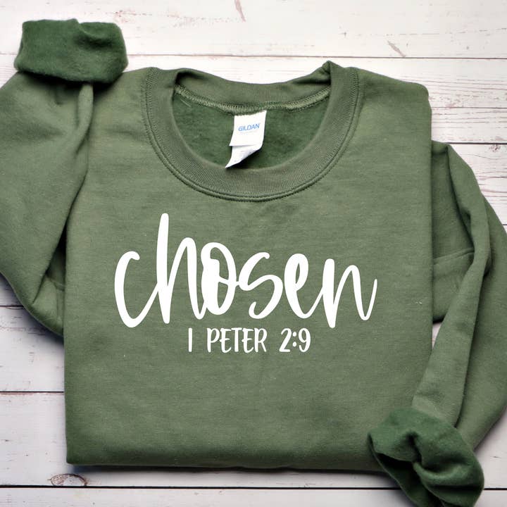 Love Ann Joy Apparel, LLC - Wholesale Graphic sweatshirt – Women’s - Chosen Bible Verse Christian Sweatshirt2