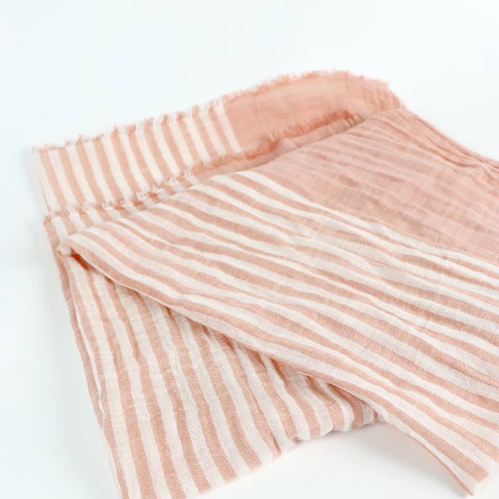 Angels Whisper Accessories - Wholesale Scarf – Women's - Pink Stripe Cotton Sarong Scarf9