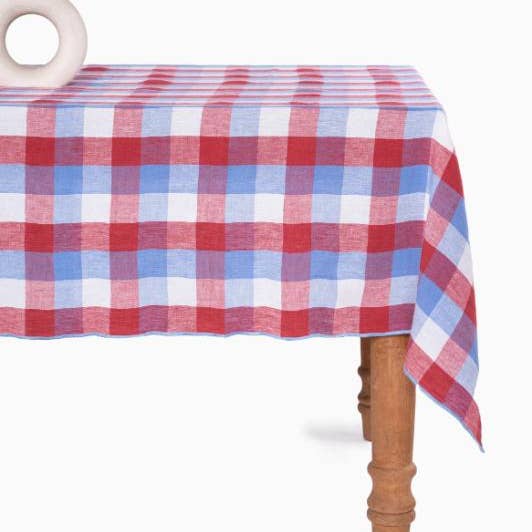 Live Linen - Wholesale Tablecloth - Yarn-Dyed Checked Lane Linen Tablecloth – Dinner Setting3