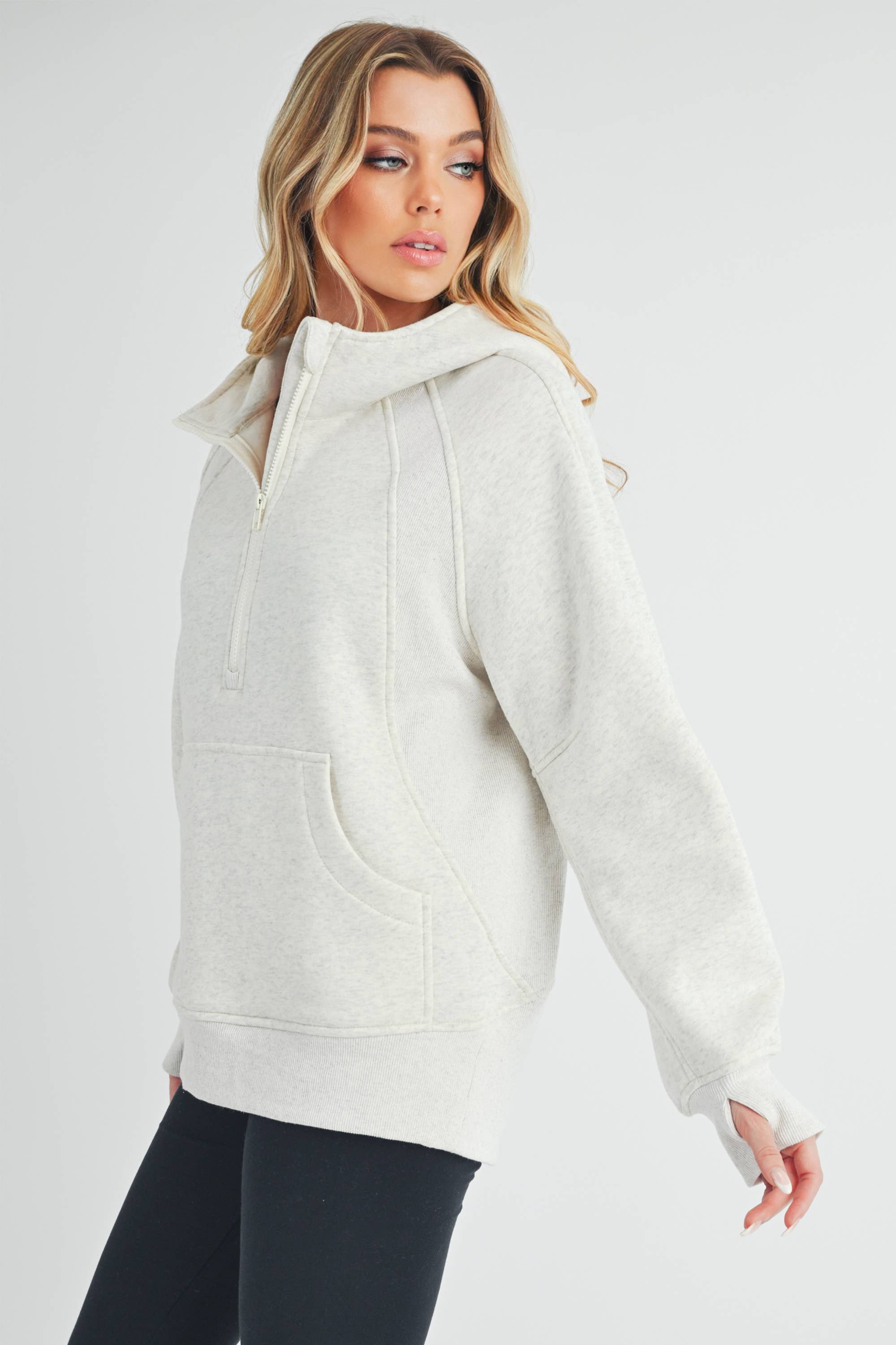 AEMI + CO - Venta al por mayor Sudadera con capucha - Mujer - Sudadera con media cremallera larga 990DK Drea23