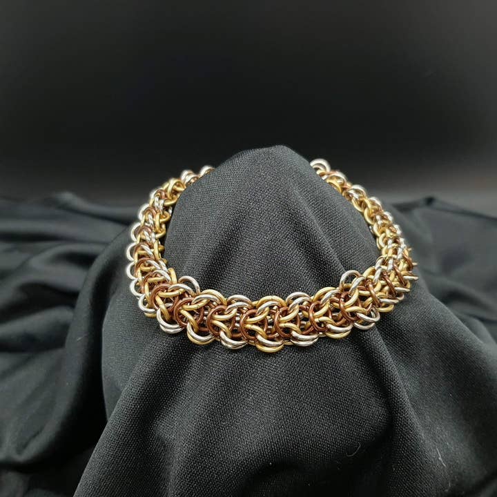 Elfweave In Brown Gold And Bronze - Anodized Aluminum - Steampunk - Muted - Fall for wholesale by Hole in the Ground Creations