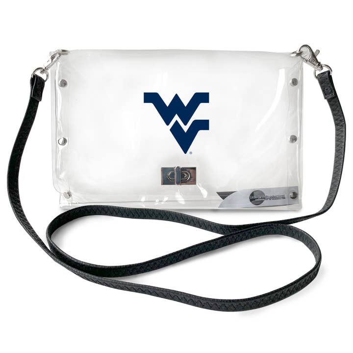 Little Earth Productions - Wholesale Crossbody Bag - Women's - NCAA West Virginia Mountaineers Clear Envelope Purse