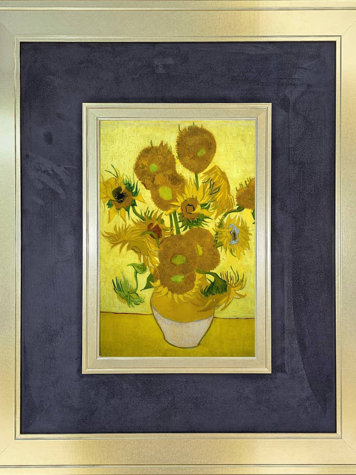 Van Gogh Sunflowers with Swirled Gold and Fabric for wholesale by The Brightener Group