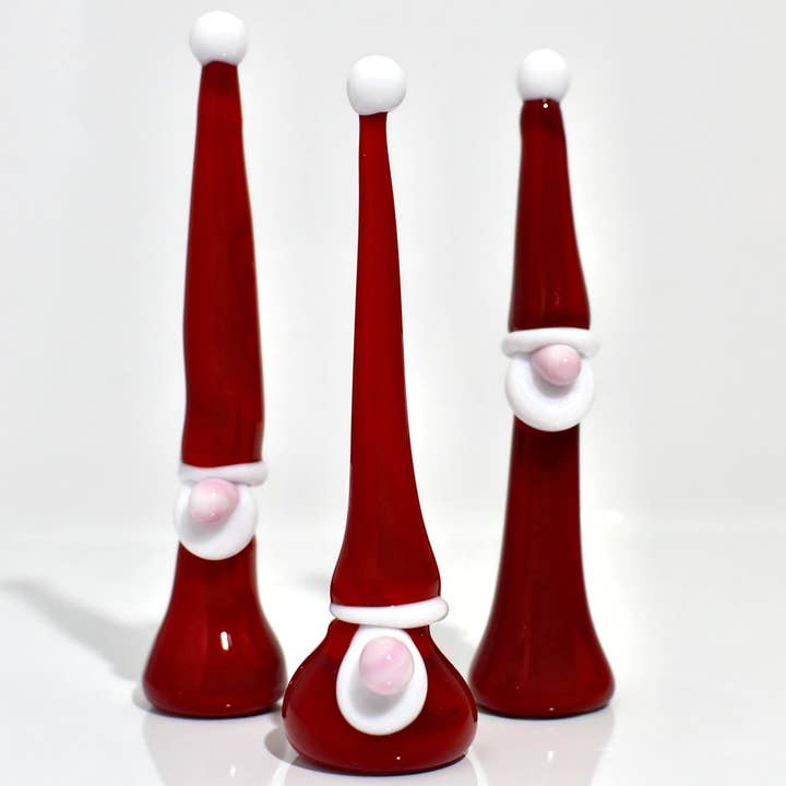 Via Graceffo - Wholesale Christmas Decoration - Murano Glass Gnome Santa Figurines - Set of 3