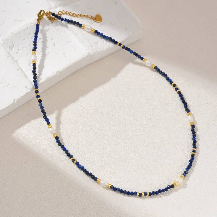 Collier en perles de lapis-lazuli et perles, cadeau de bijoux, NL057 pour la vente par findings4uGem