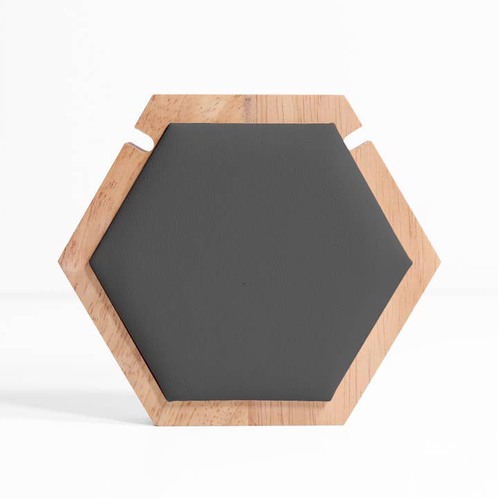 WJW - Wholesale Jewelry Stand & Display - Natural Wood & Leather 1 Unit Hexagon Necklace Display
