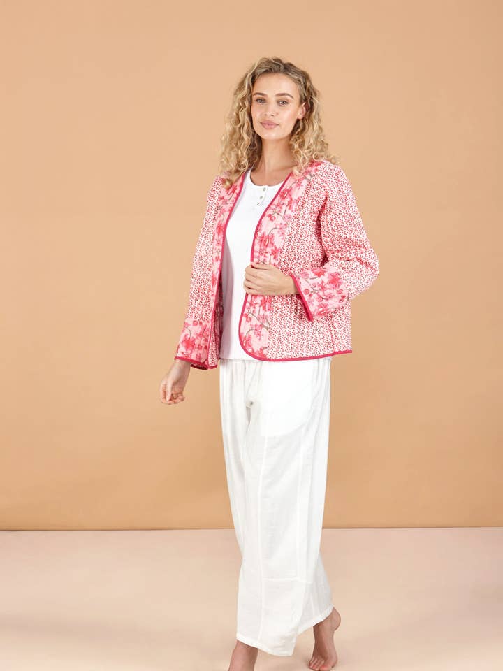 Cherry Blossom Reversible Quilted Cotton Jacket for wholesale by inara