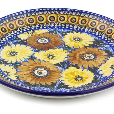 Polmedia Polish Pottery - Wholesale Dinner Plate - Dinner Plate 10½-inch Autumn Chrysanthemums Theme UNIKAT3