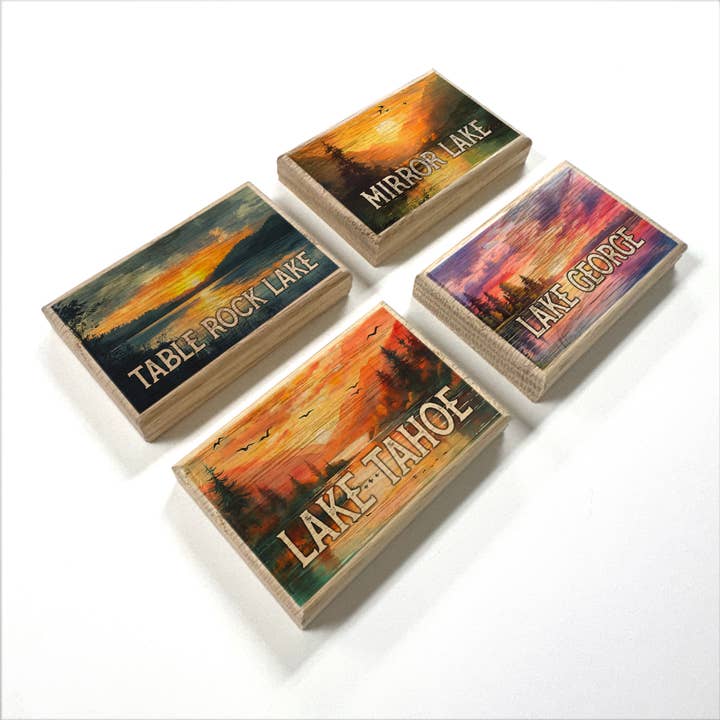Hangout Home - Wholesale Magnet - Lake Tourist Souvenir Fridge Magnet - Printed Solid Wood