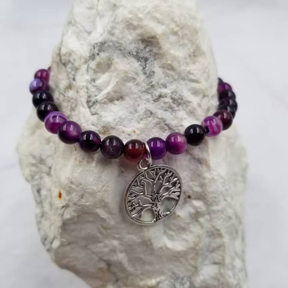 The Pretty Jewellery - Vente Bracelets à breloques/pendentifs - Bracelet à vœux en cristal d'améthyste Tree of Life1