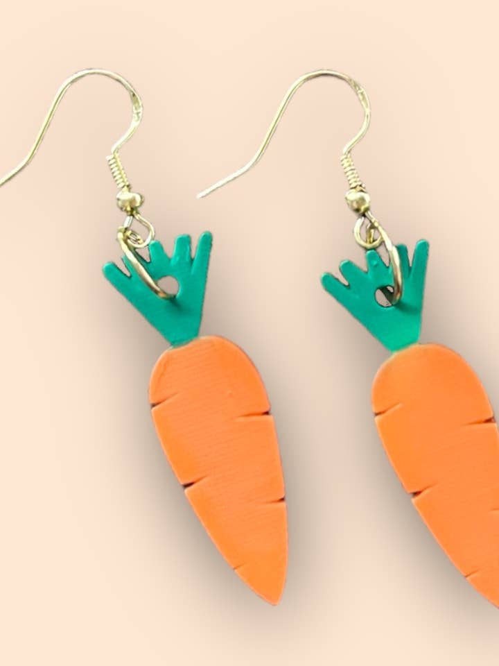 Orecchini pasquali a forma di carota, orecchini pasquali, orecchini primaverili, per la vendita all'ingrosso da parte di Elby Designs