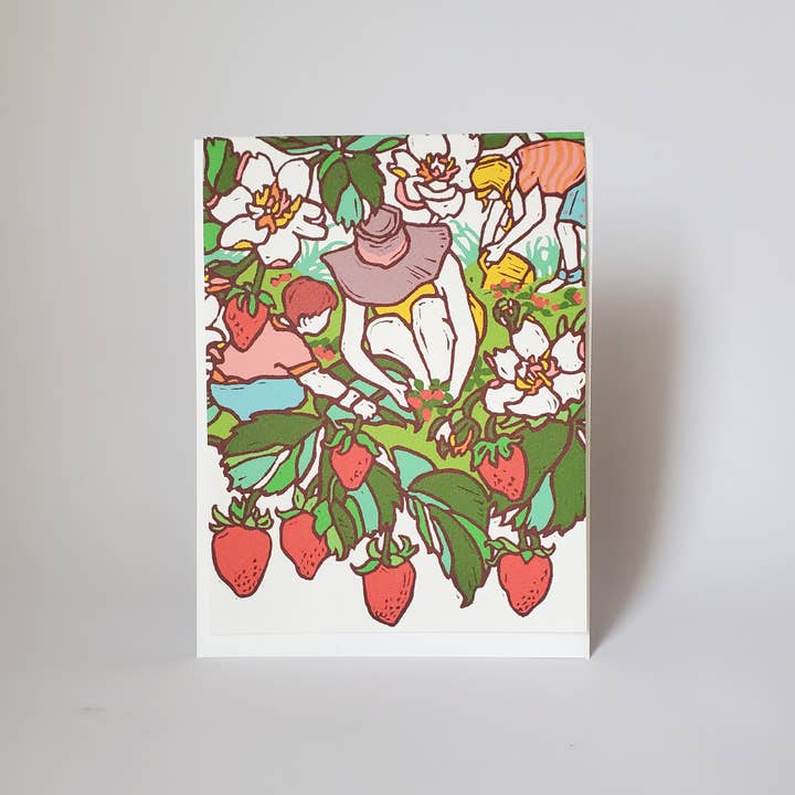 Little Green - Wholesale Baby Card - Congratulations New Mom Strawberry Picking Greeting Card1
