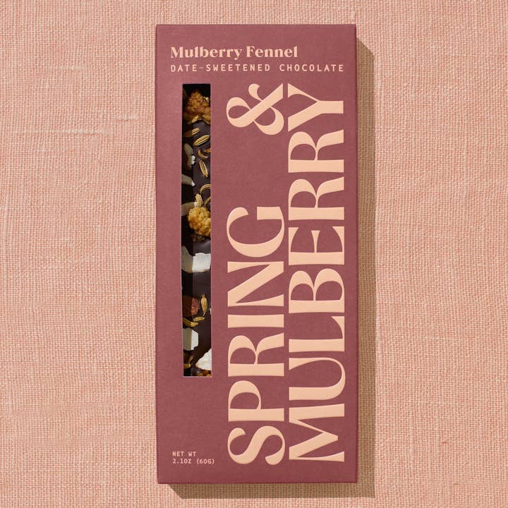 Spring & Mulberry - Wholesale Chocolate Bar - Mulberry Fennel Date-Sweetened Dark Chocolate