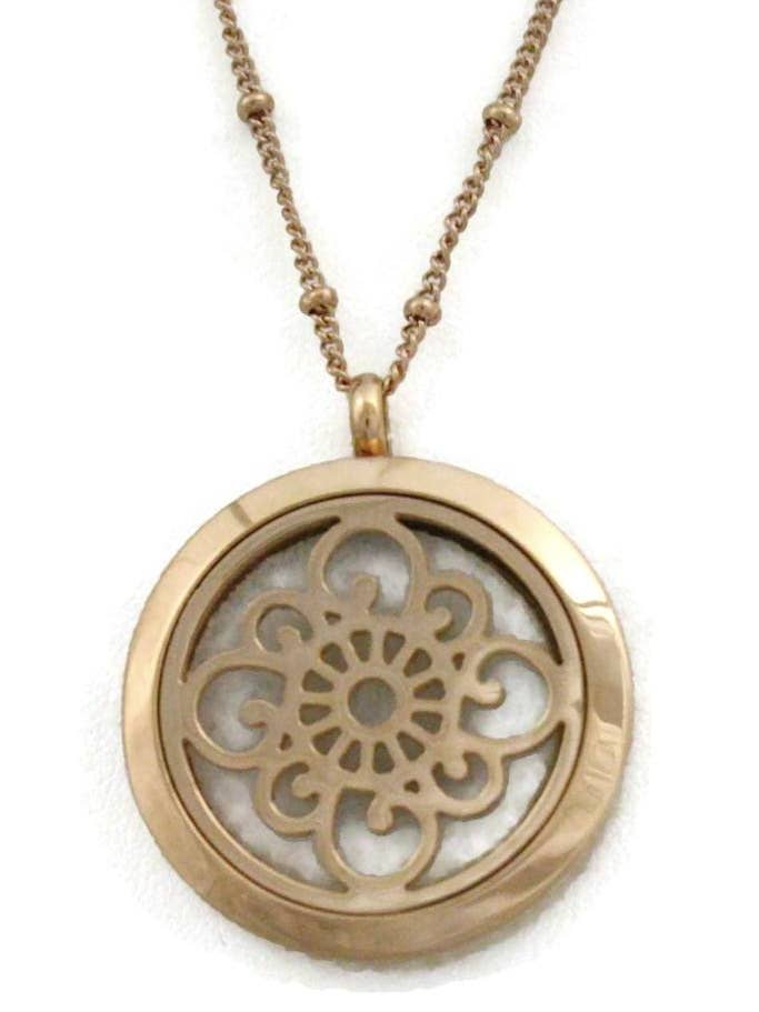 Grace Rose Gold Essential Oil Diffuser Necklace for wholesale by Destination Oils