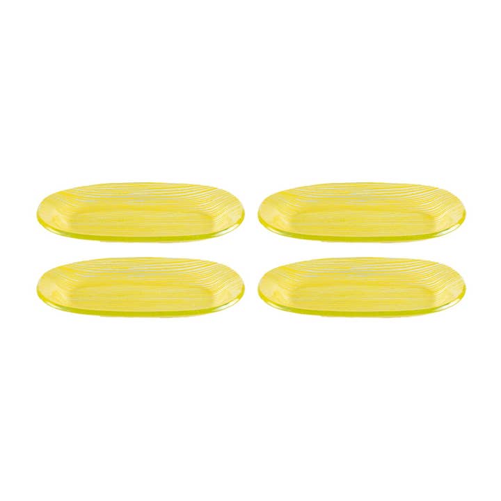 Glass Dinnerware 7.75" x 4.25" x h:0.5" Oval Yellow Glass Platter (Set of 4) for wholesale by TURGLA HOME