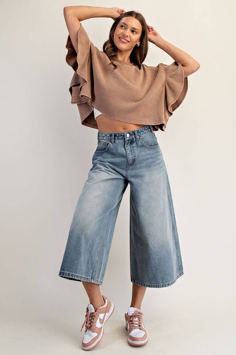 Peace Love Line – wholesale Knit top – Women's – PL8297 - WAFFLE KNIT TIERED FLUTTER SLEEVE CROP TOP13