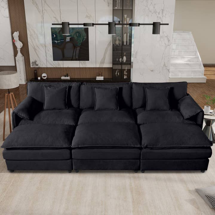 39F Inc. - Wholesale Sofa - Oversized Deep Seat Sectional Cloud Sofa Sleeper, Black 0