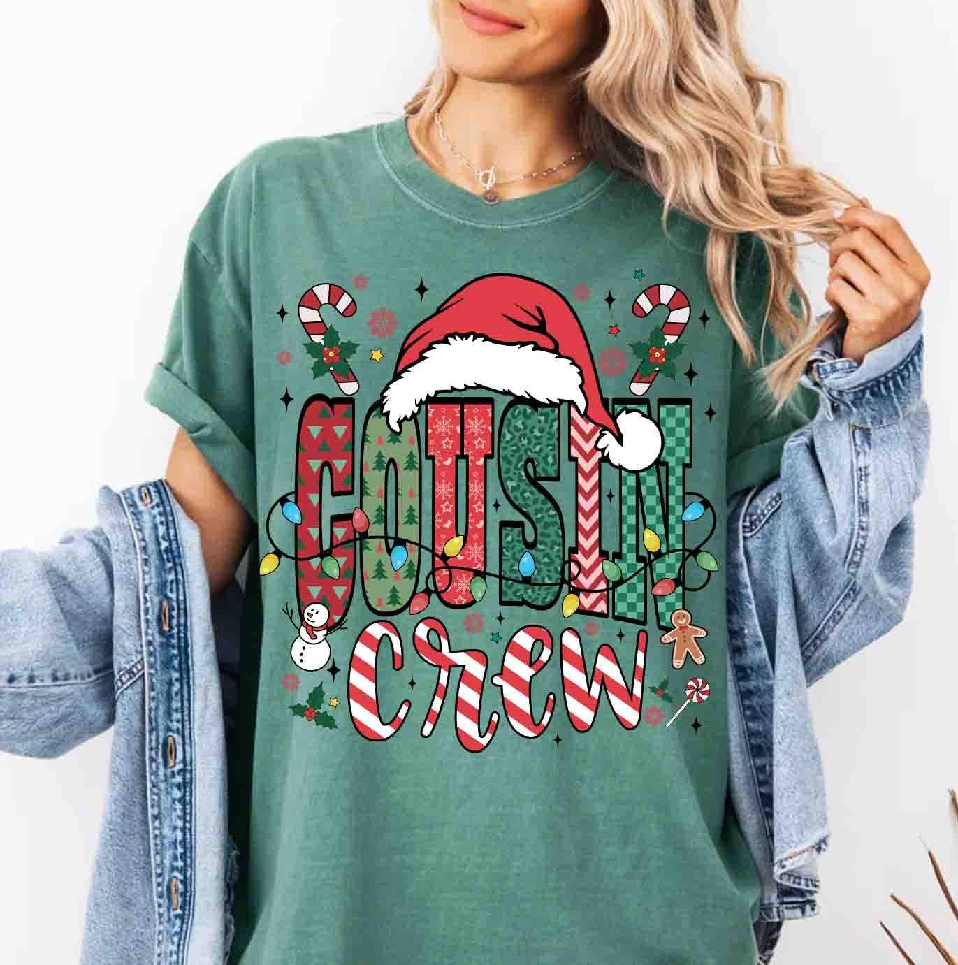 Glaime - Wholesale T-Shirt (Graphic) - Women's - Comfort Colors Matching Christmas Cousin Crew Tee, Retro Tee2