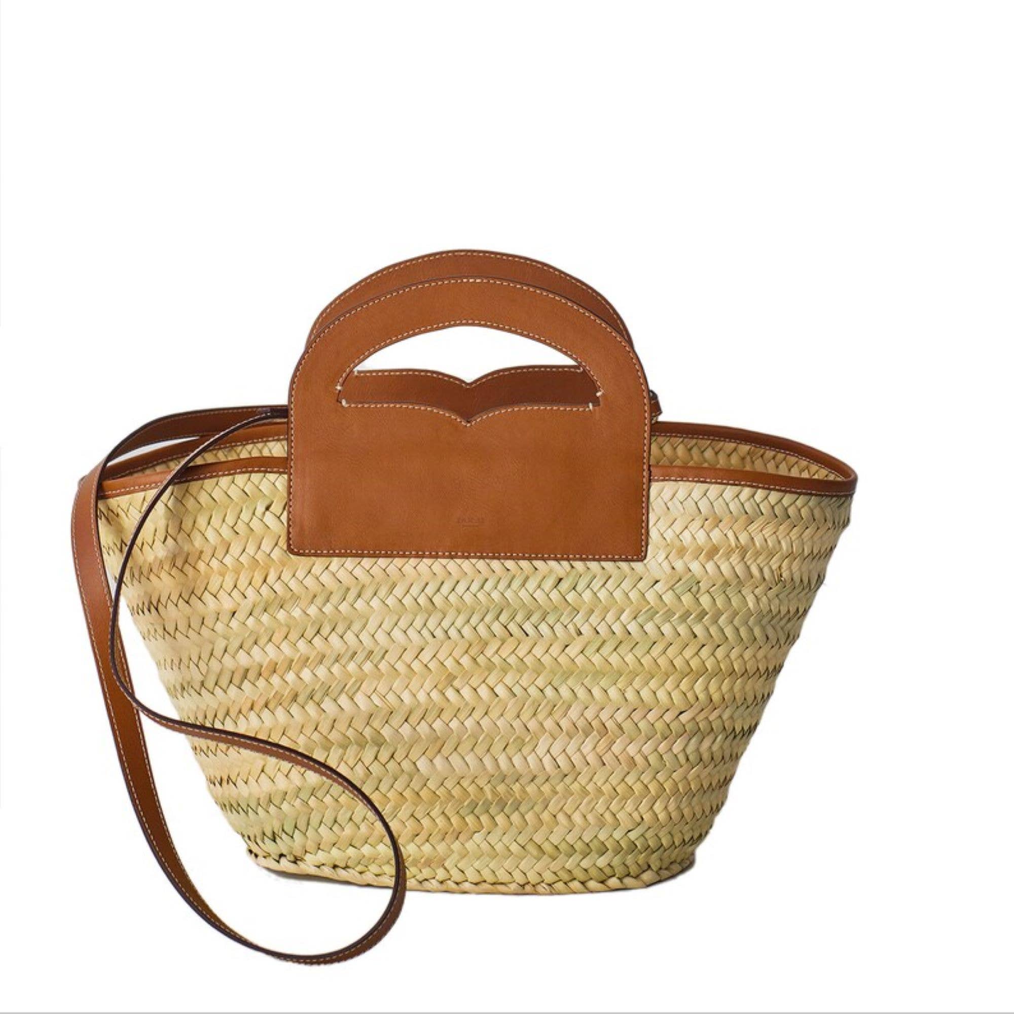 NomadWeave Ltd – wholesale Strandväska – LYXIG FRANSK KORG med läderhandtag1