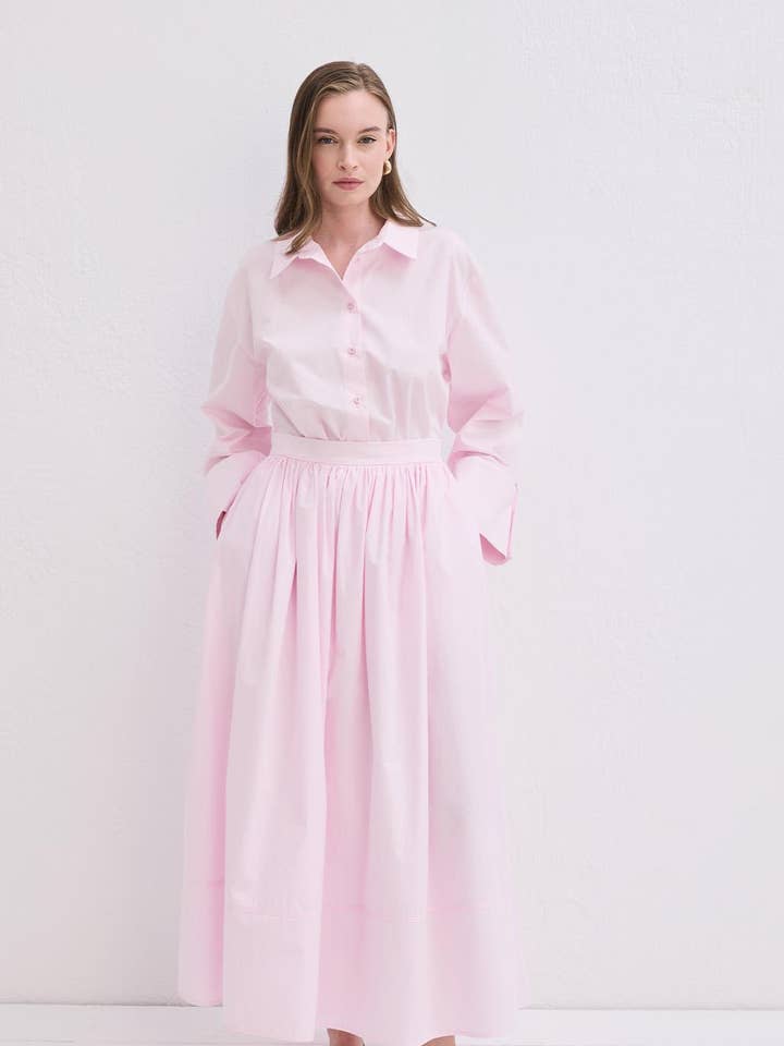 Vera Gathered Skirt Pink for wholesale by Kadriye Baştürk