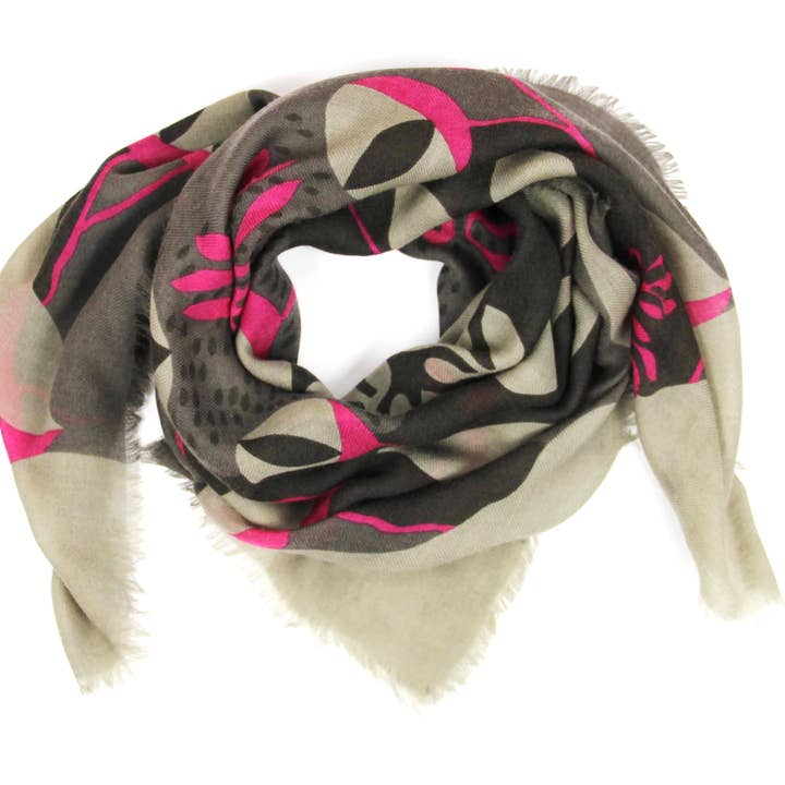 Les Belles Vagabondes - Wholesale Scarf - Women's - Abyss Fuchsia Wool Square2