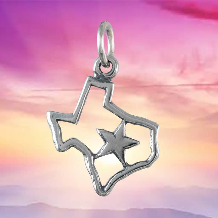 Texas Star State Map Pendant, Sterling Silver Texas Star Pendant, N9442 Birthday Mother Wife Mom Gift, Texan Jewelry for wholesale by Paradise Treasures Jewelry