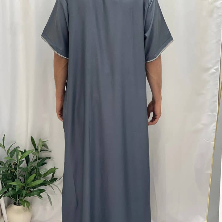 Palestinian Elegance - Wholesale - Timeless Elegance: Men's Durable Kaftan Thobe with Gold Details25