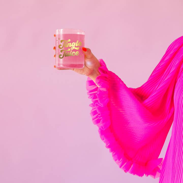 Sunshine Studios - Wholesale Cocktail/Liquor Glass - Jingle Juice Holiday Tumbler | Gold
