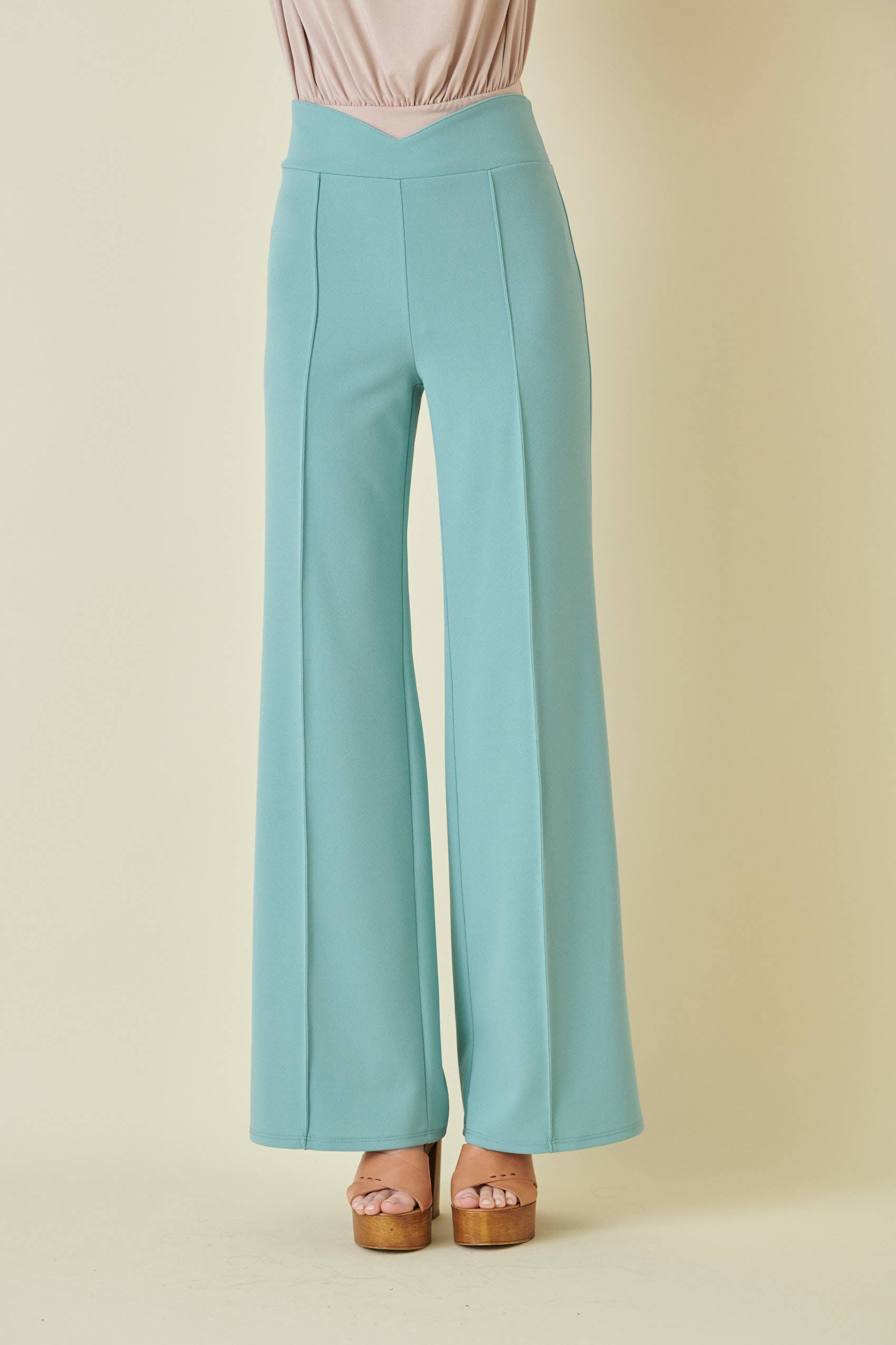 Fore Collection - Wholesale Pants - Women's - DRESSY HIGH WAISTED V CUT PINSTRIPE TROUSERS -PD5710F04