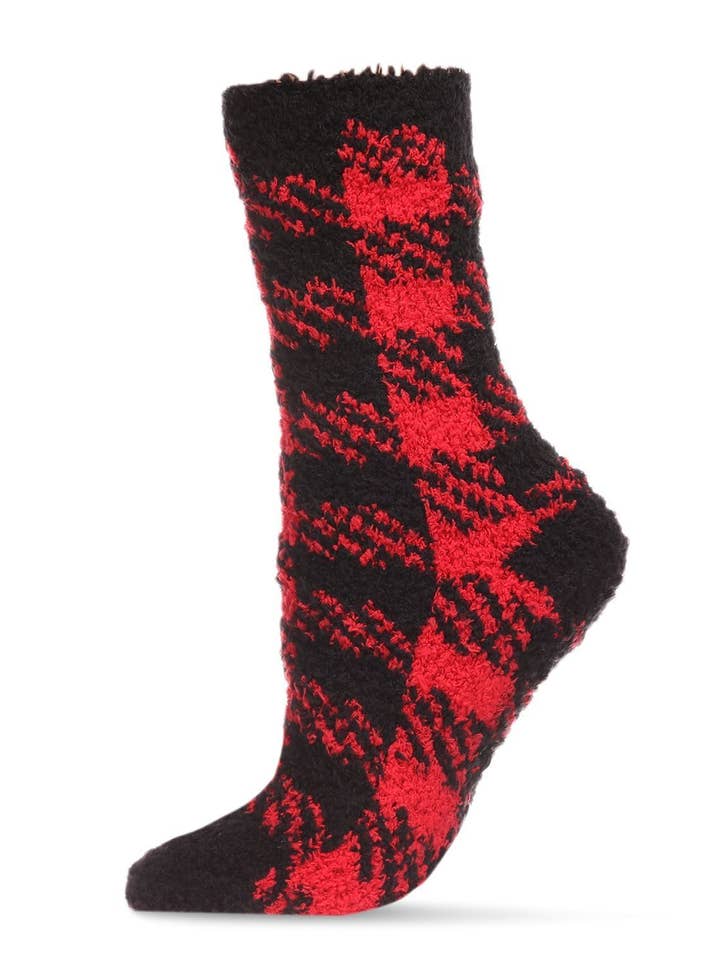 Buffalo Plaid Cozy Crew Sock for wholesale by Infinity Classics International Inc.