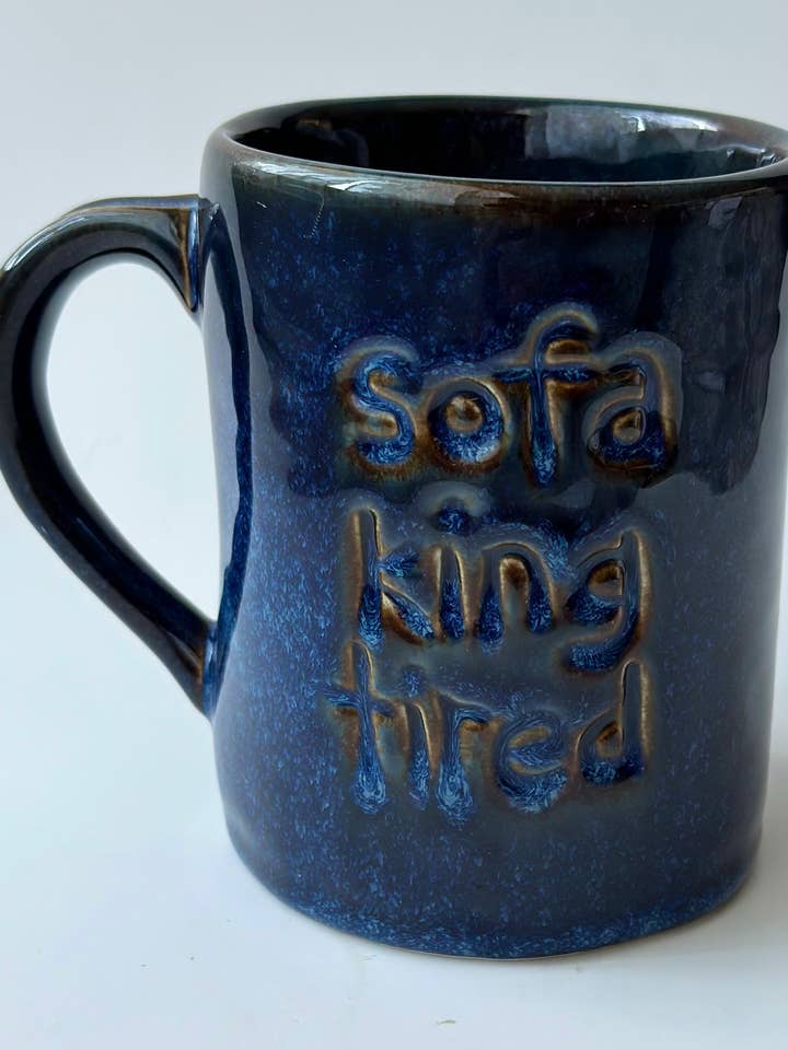 MUG DE CANAPÉ : bleu panaché pour la vente par Vilks Stoneware