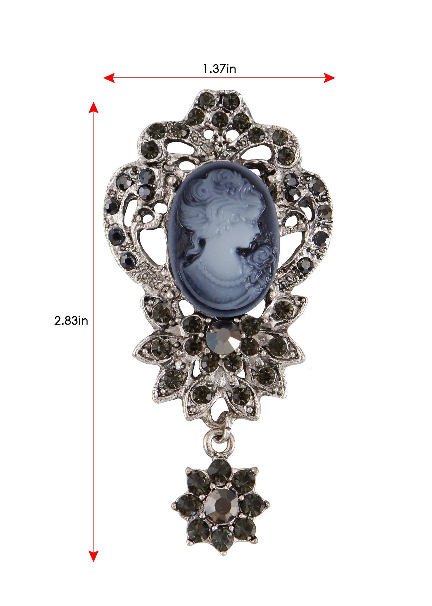 AK Brand - Wholesale Brooch - Vintage Crystal Rhinestone Victorian Cameo Brooch Pendant10