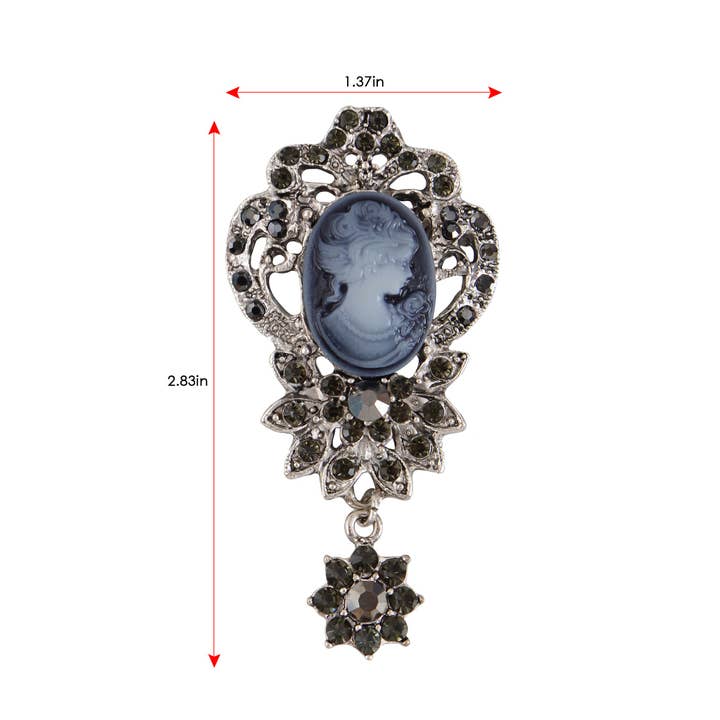 AK Brand - Wholesale Brooch - Vintage Crystal Rhinestone Victorian Cameo Brooch Pendant10