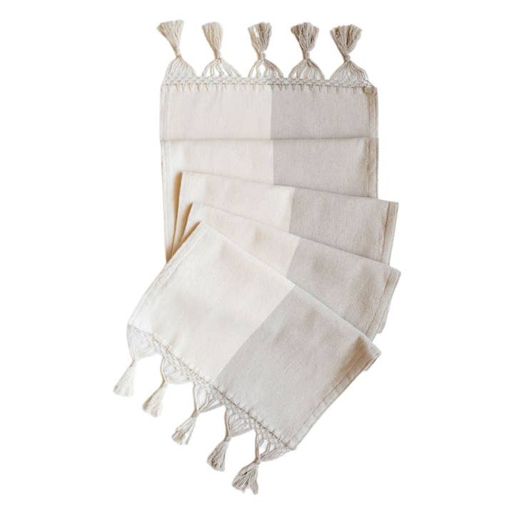 Beige and Creme Color Block Cotton Table Runner for wholesale by VOLVERDE
